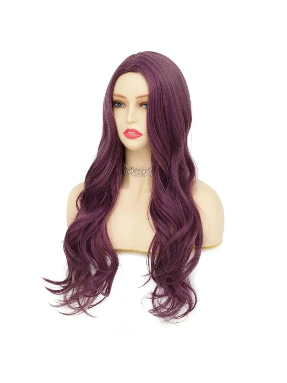 Women's Purple Long Curly Wig With Wavy Synthetic Cosplay Halloween Wig